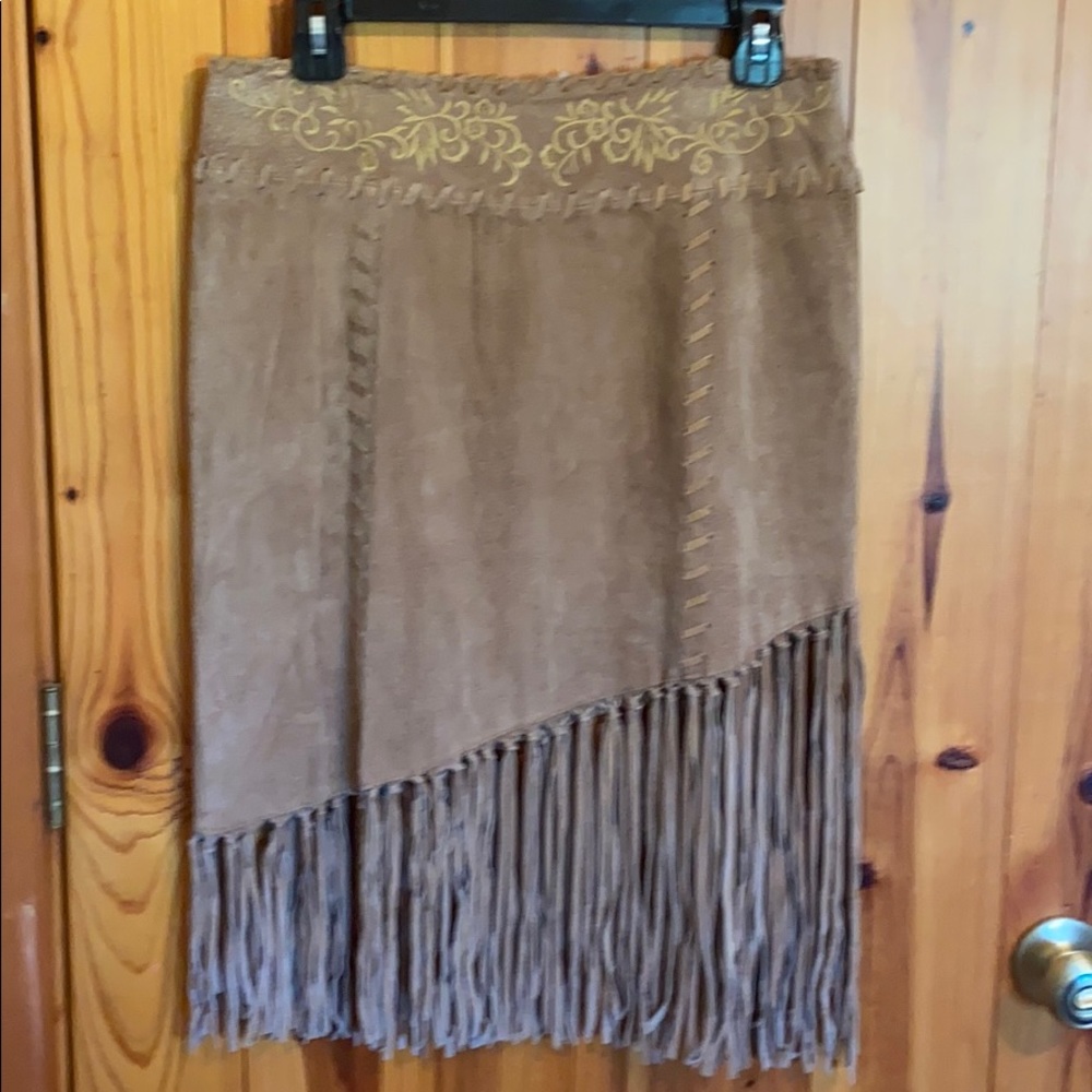 NWT Wet Seal Tan Suede Fringed Skirt